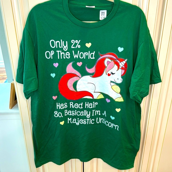 Port and Company Other - Brand new Red hair, majestic unicorn ginger novelty XL green tshirt